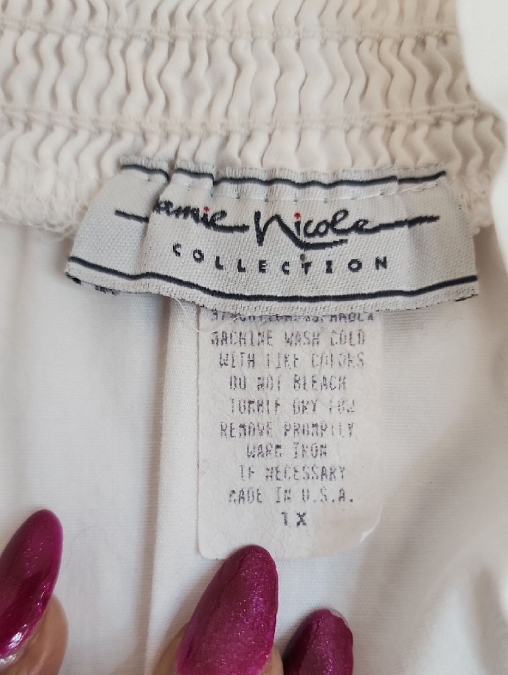 Jamie Nicole White Tie Front Puff Sleeve Smocked Bolero Top Crop Blouse 1X - Picture 6 of 9